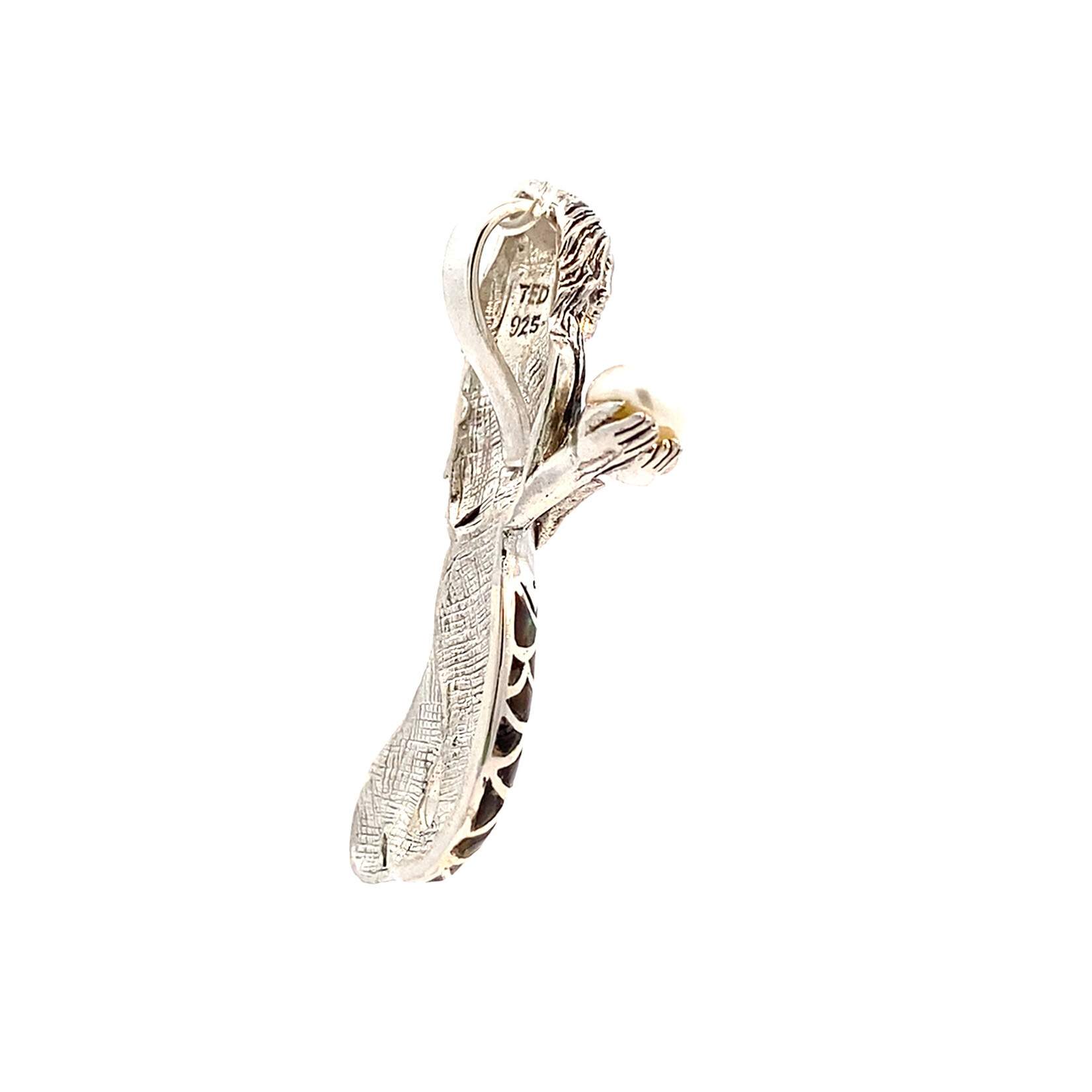 Sterling Silver Mermaid with Button Pearl Pendant