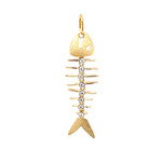 14K Two Tone Fish Bone with diamonds .05cttw
