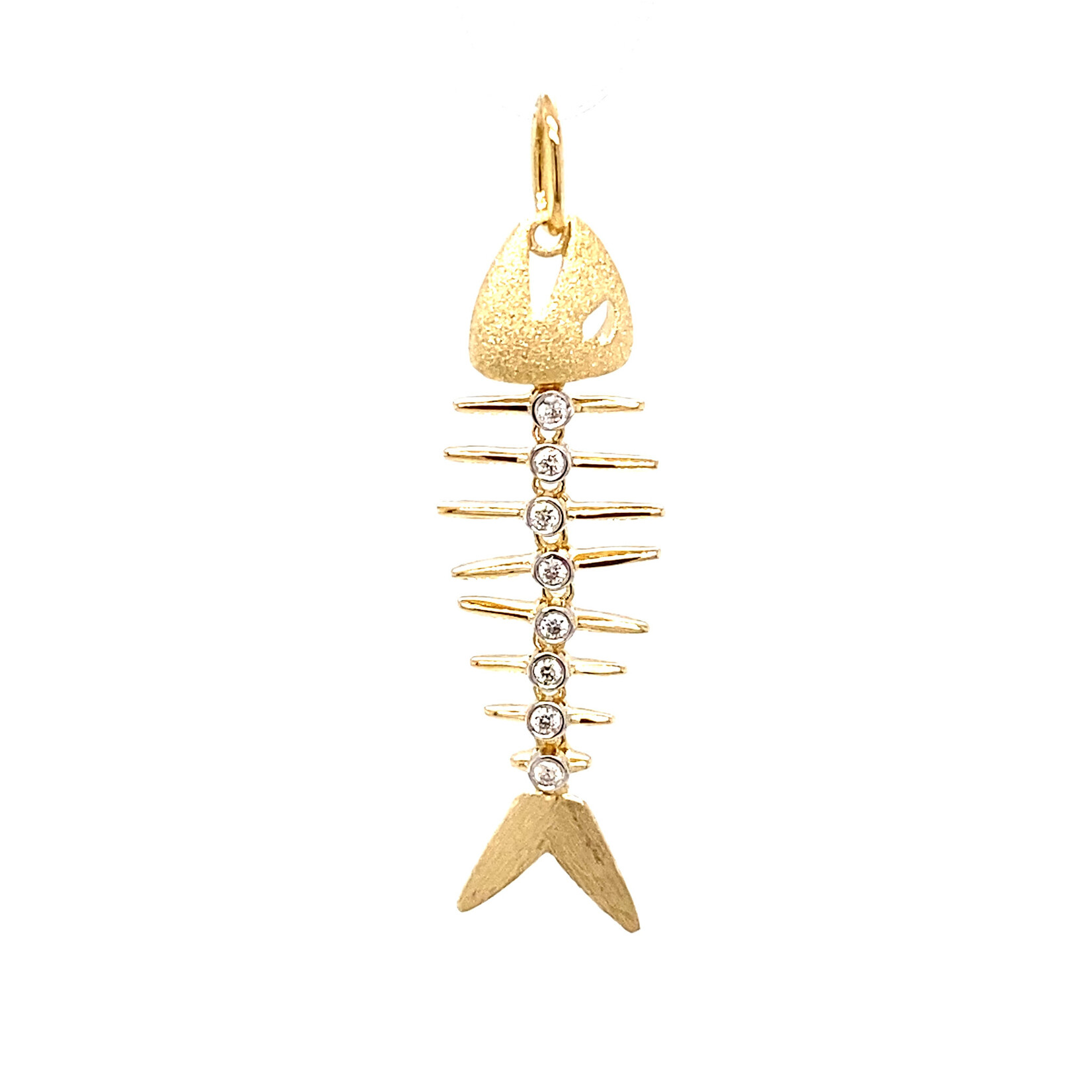 14K Two Tone Fish Bone with diamonds .05cttw