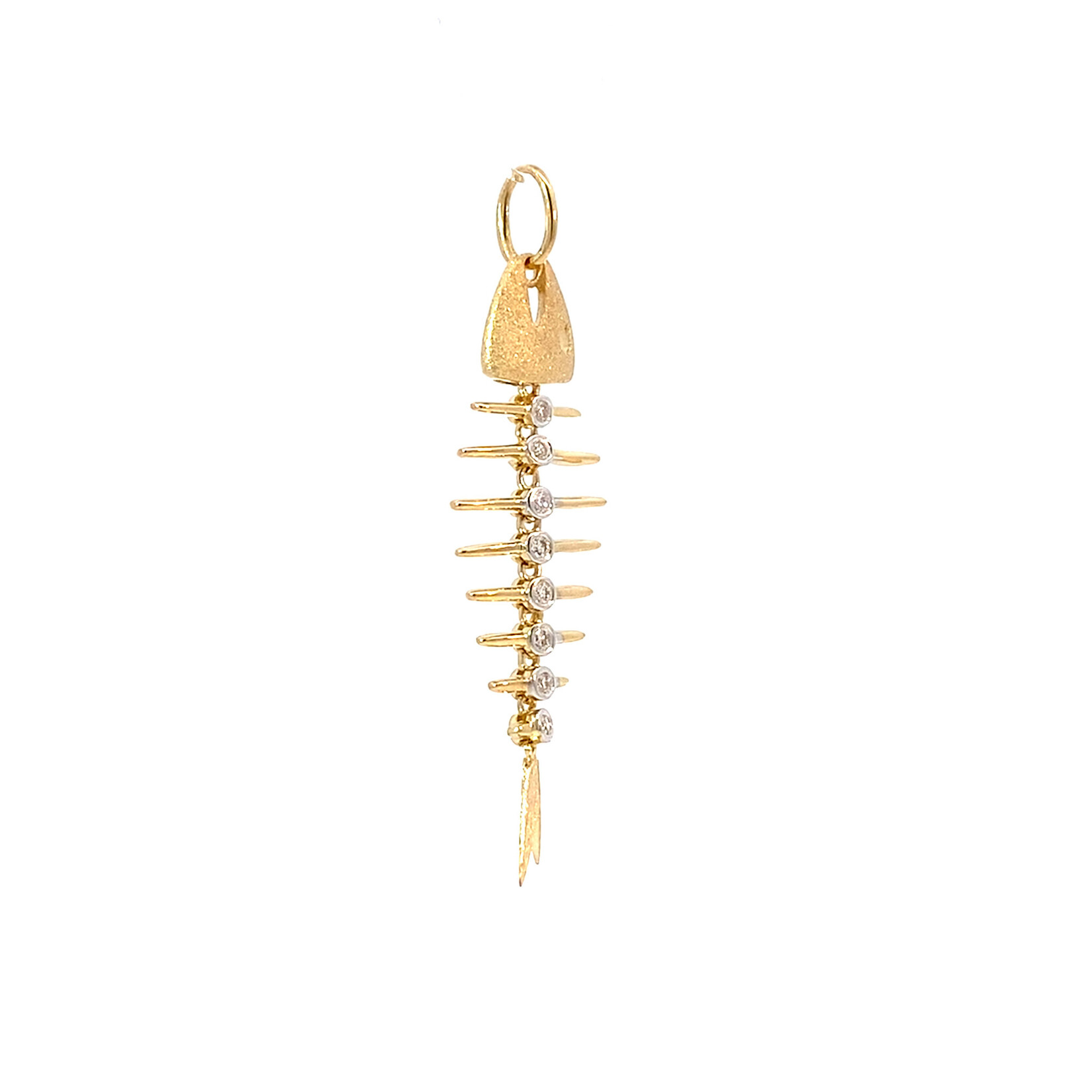 14K Two Tone Fish Bone with diamonds .05cttw