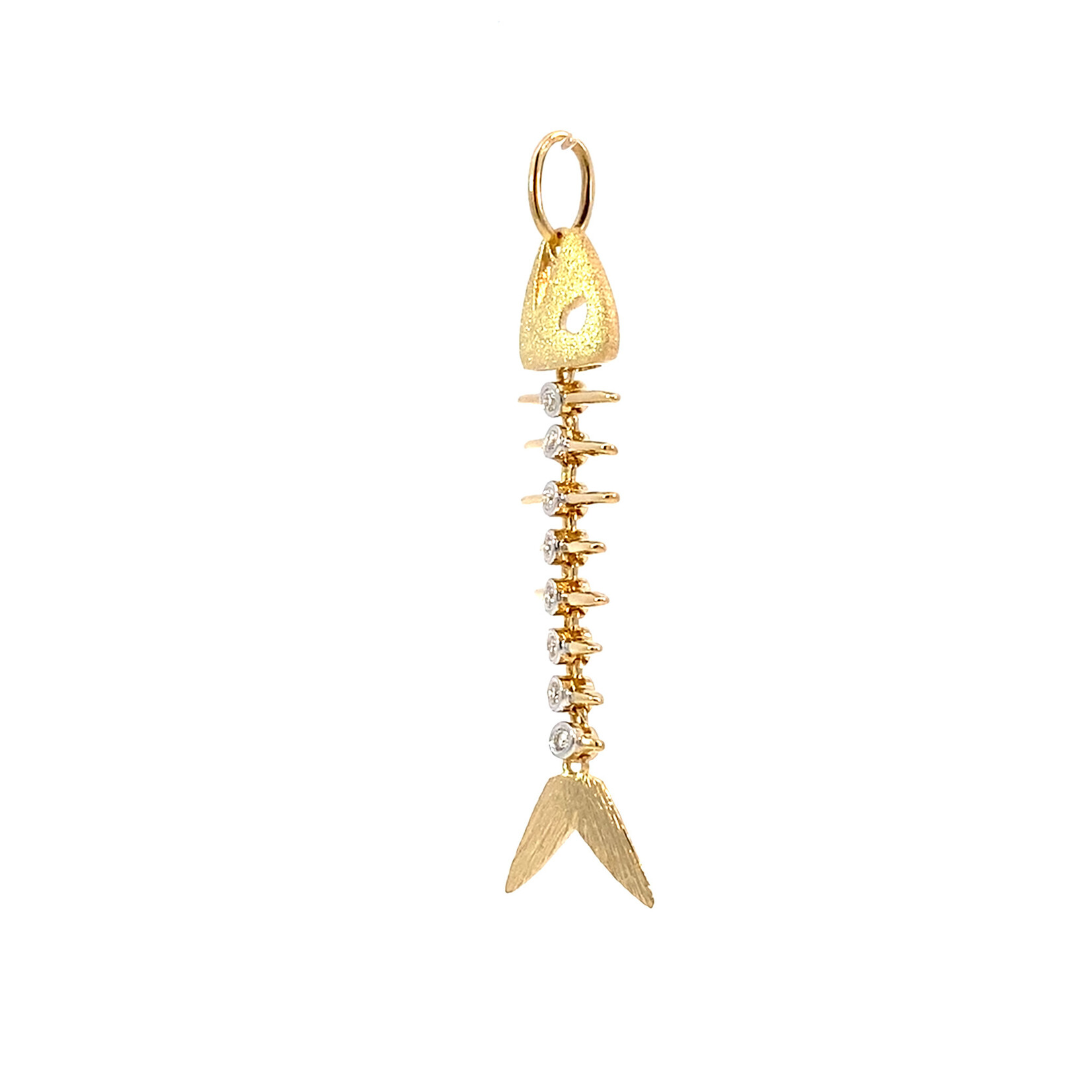 14K Two Tone Fish Bone with diamonds .05cttw