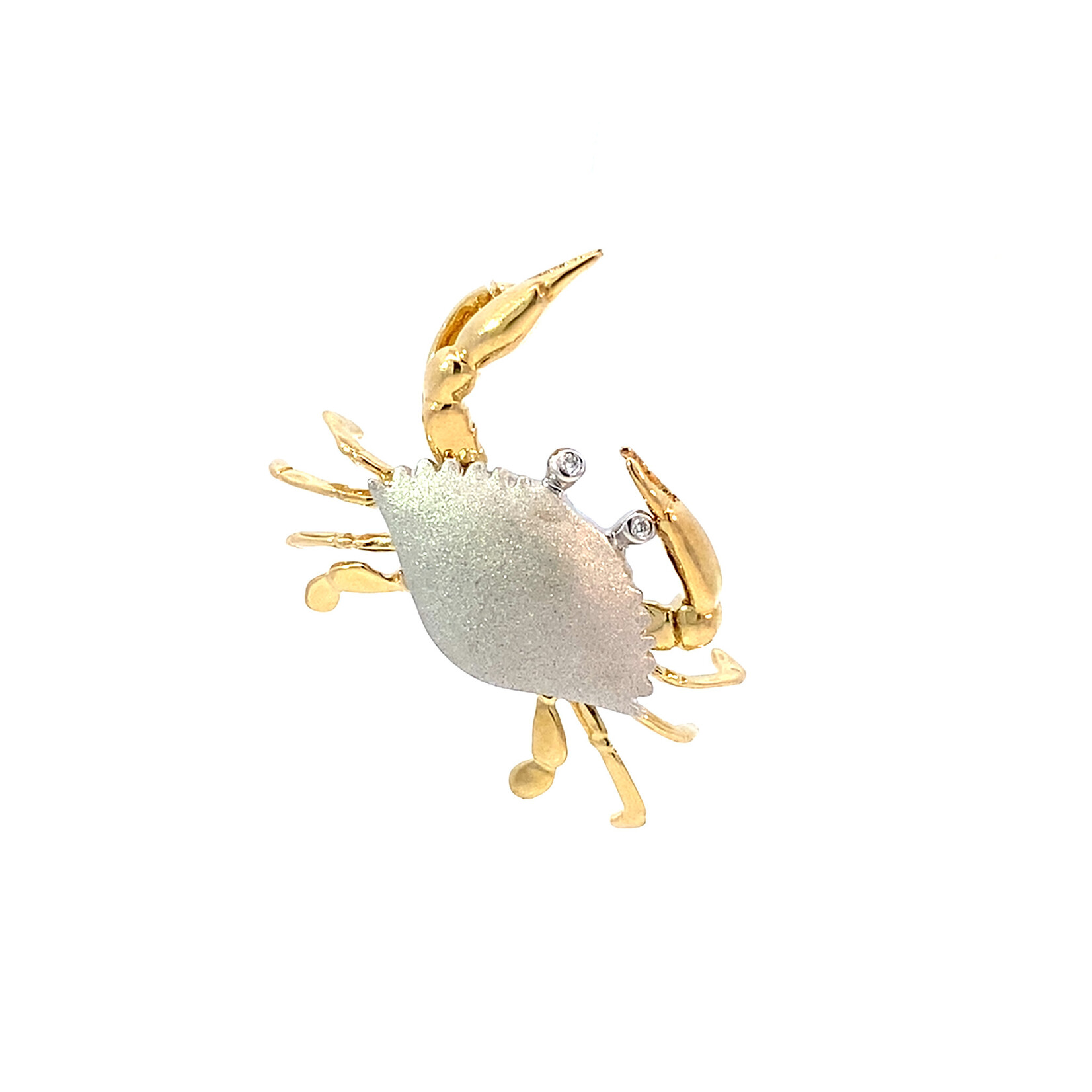 14K 2 Tone 28mm Crab pendant with Diamond D.02ct