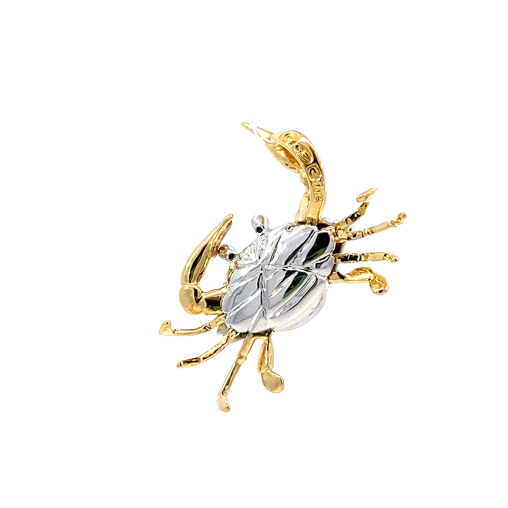 14K 2 Tone 28mm Crab pendant with Diamond D.02ct