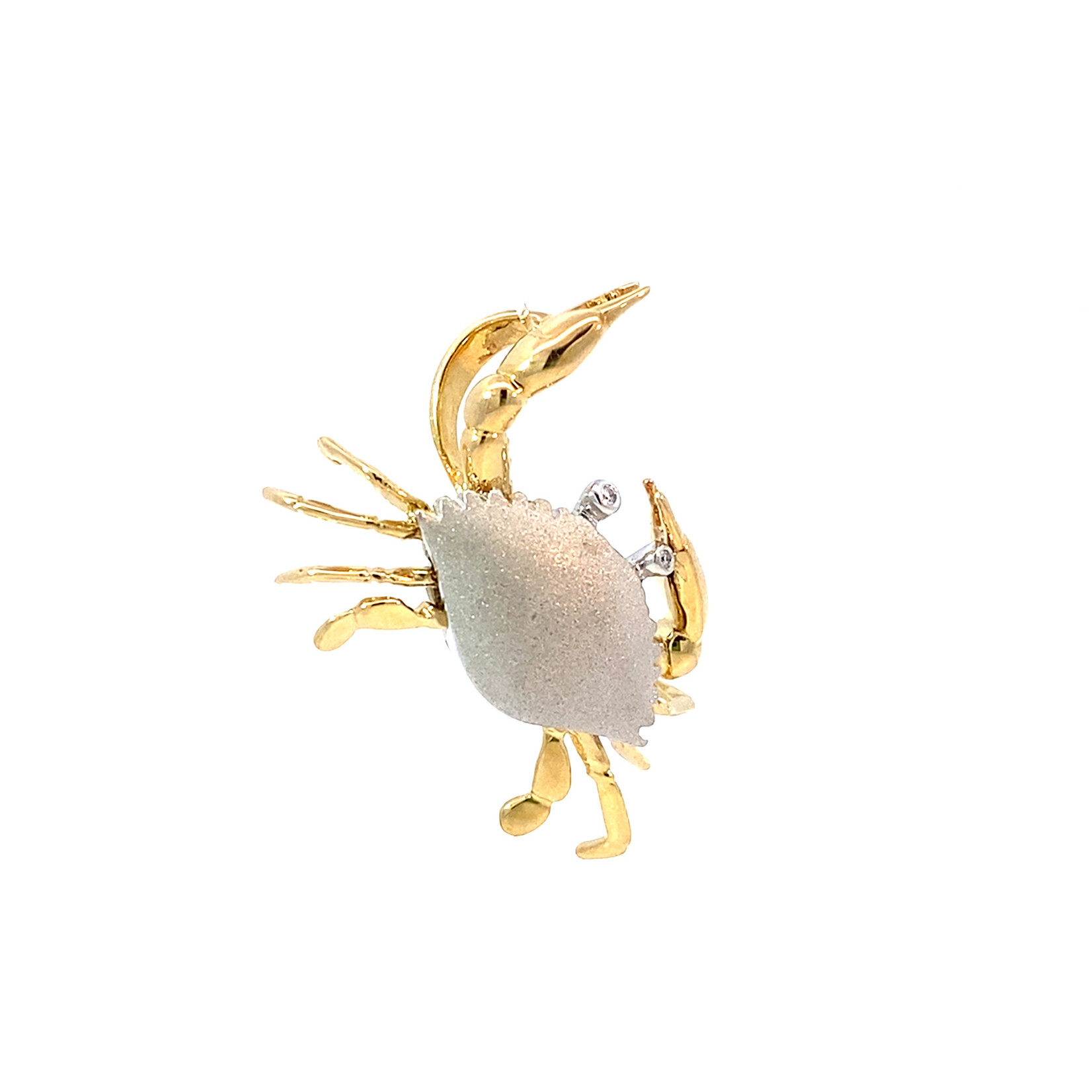 14K 2 Tone 28mm Crab pendant with Diamond D.02ct