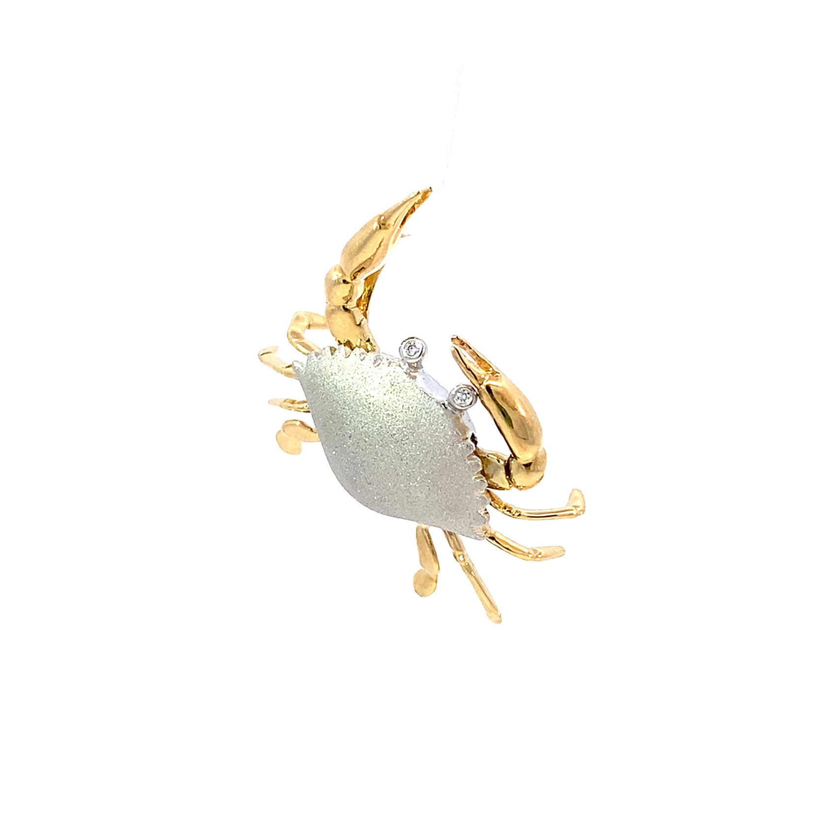 14K 2 Tone 28mm Crab pendant with Diamond D.02ct
