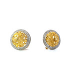 14K Yellow Gold 20mm Round Diamond Lasting Peace & Tranquility on Omega backs D.53cttw