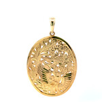 14K Yellow Gold 27x35 Oval Dragon & Phoenix Pendant