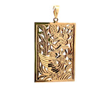 14K Yellow Gold 24x35 Rectangle Dragon & Phoenix pendant