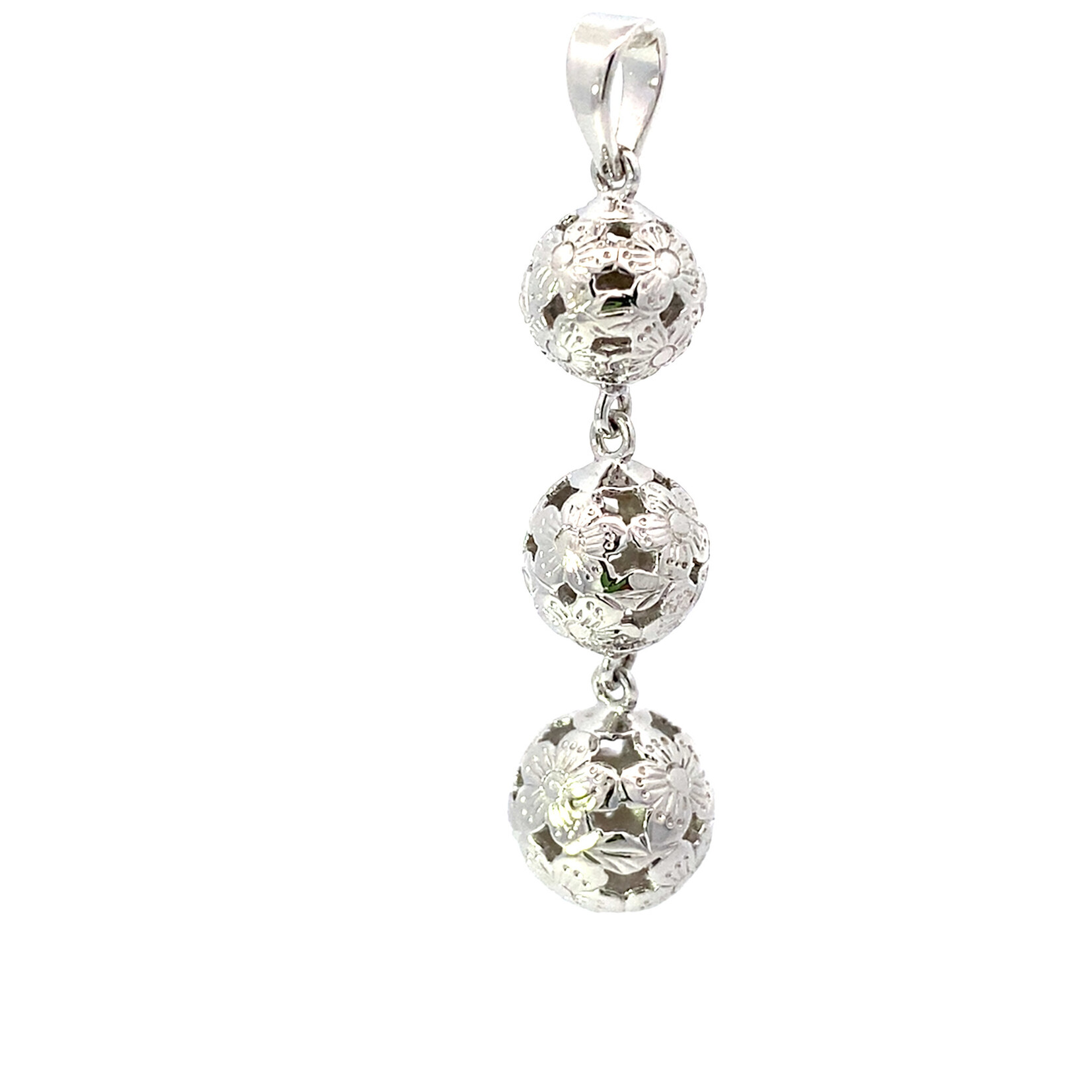 Sterling Silver Graduated Plum Blossom Pendant