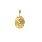 14K Yellow Gold 18mm Oval Dragon Phoenix Pendant