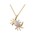 14K 2 Tone 28mm Crab pendant with Diamond D.02ct