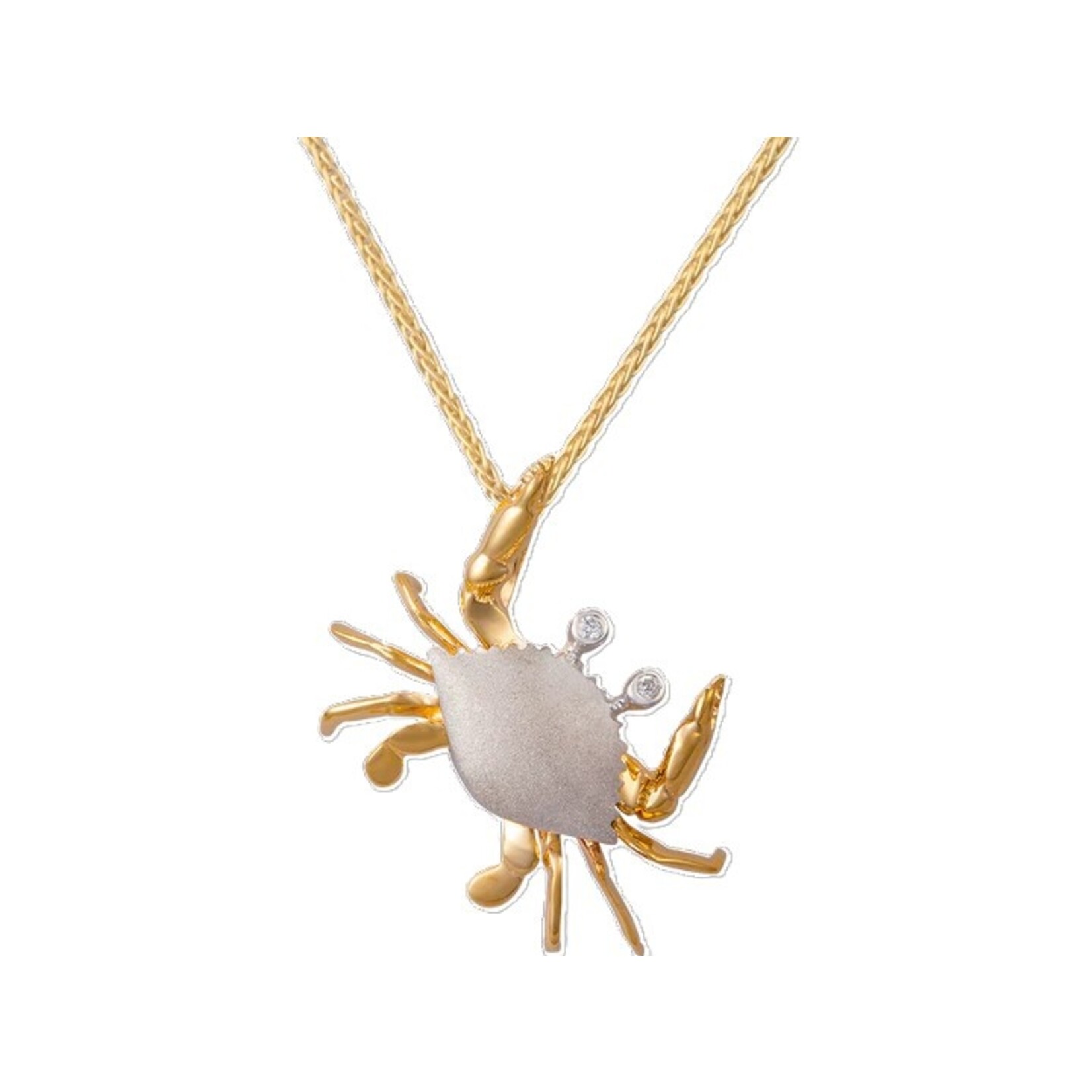 14K 2 Tone 28mm Crab pendant with Diamond D.02ct