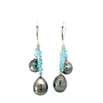 Sterling Silver Baroque Tahitians with  Apatite dangles