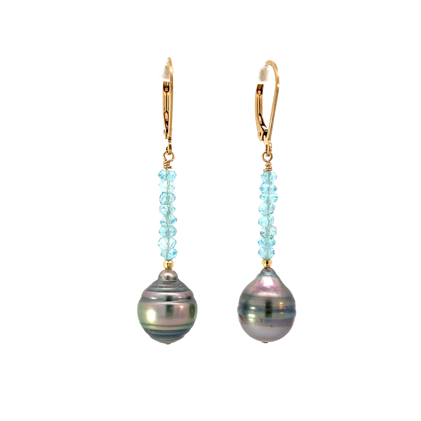 14K Gold Filled 10mm Baroque Tahitian with Apatite dangles
