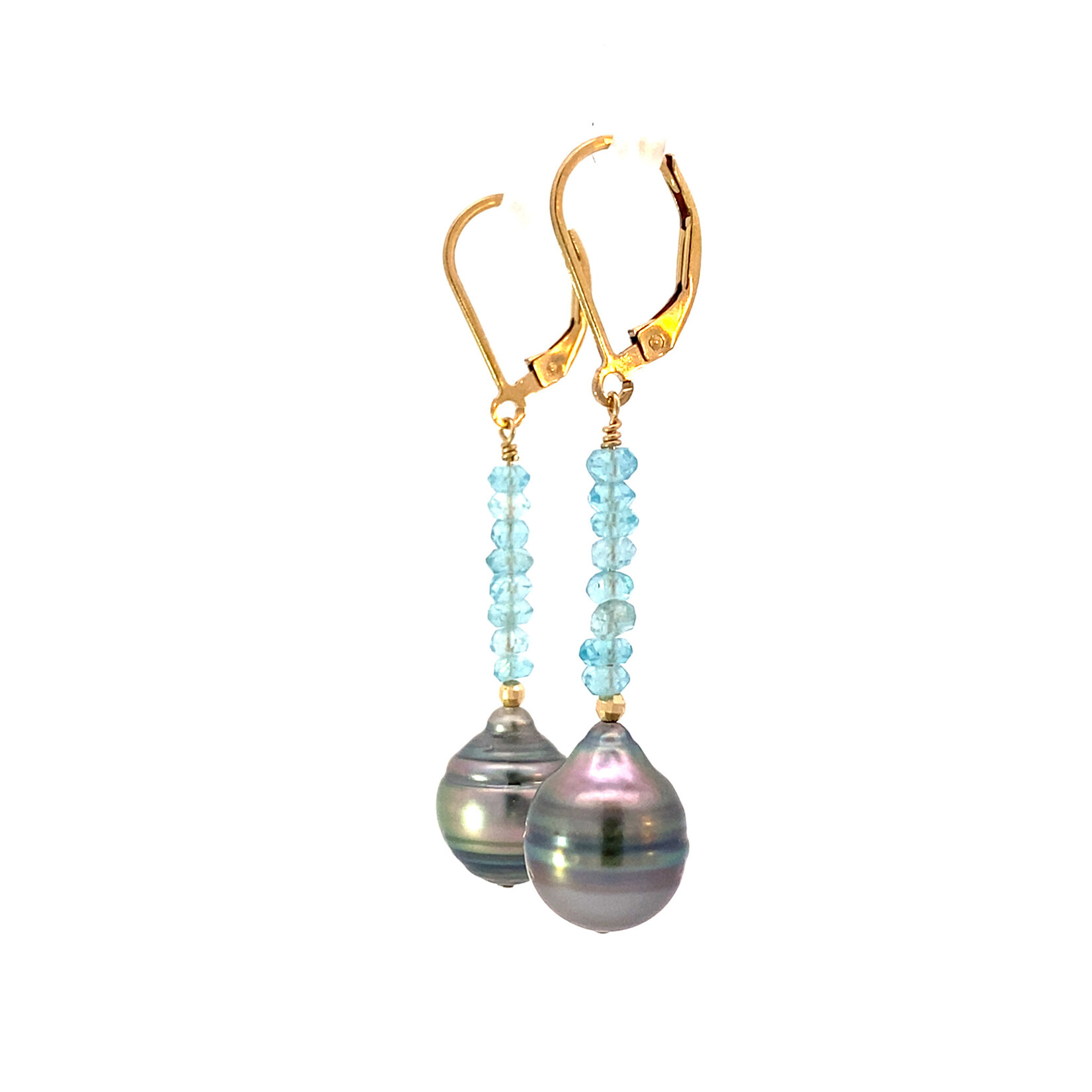 14K Gold Filled 10mm Baroque Tahitian with Apatite dangles