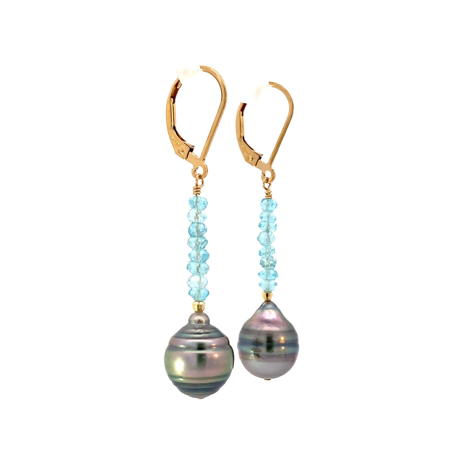 14K Gold Filled 10mm Baroque Tahitian with Apatite dangles