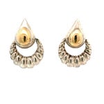 14K Yellow Gold Two Tone Drop Earrings