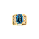 14K Yellow Gold Blue Topaz with CZ ring sz6