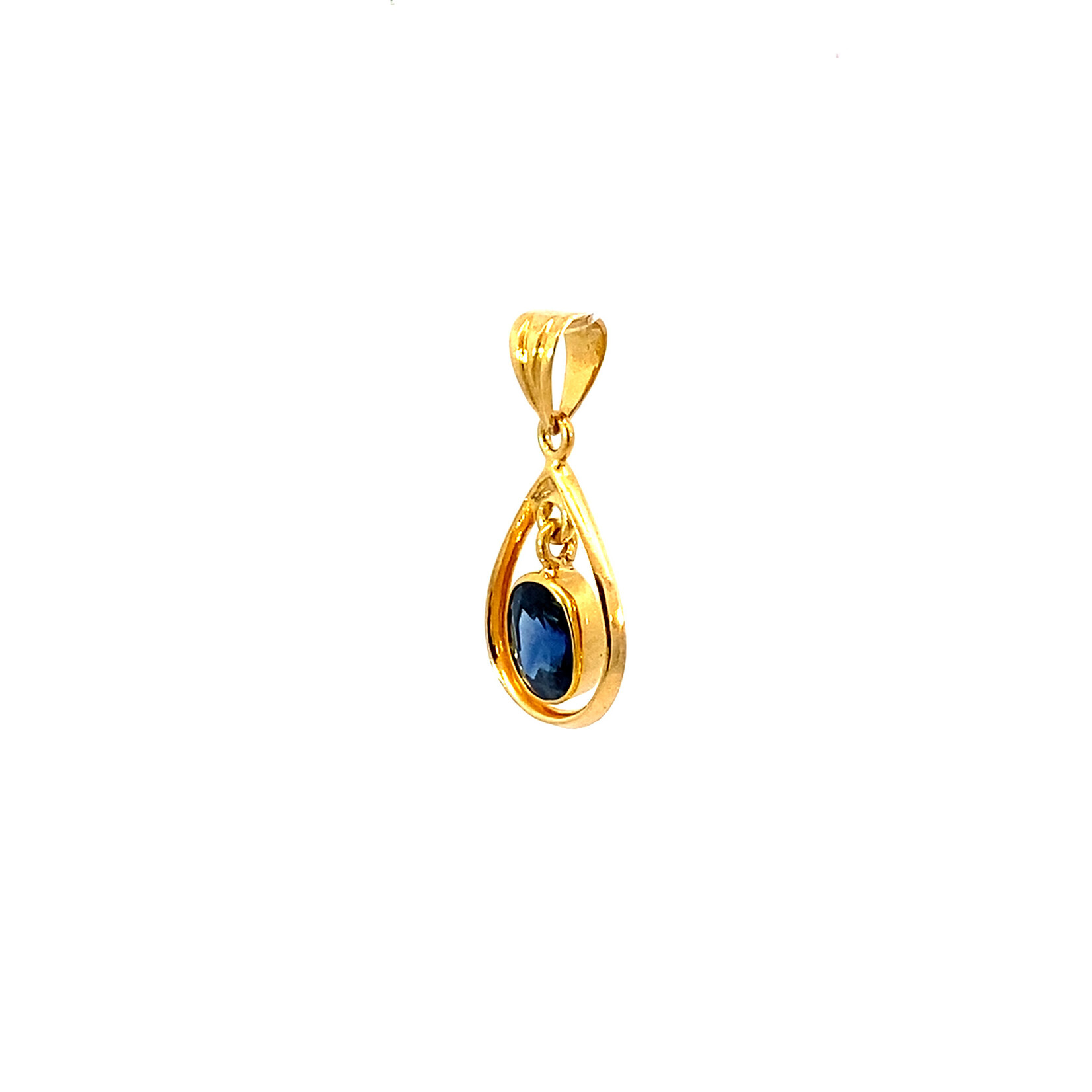 18K Yellow Blue Zircon pendant