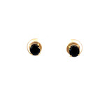 18K Yellow Gold Blue Zircon Studs with 14KY Backs