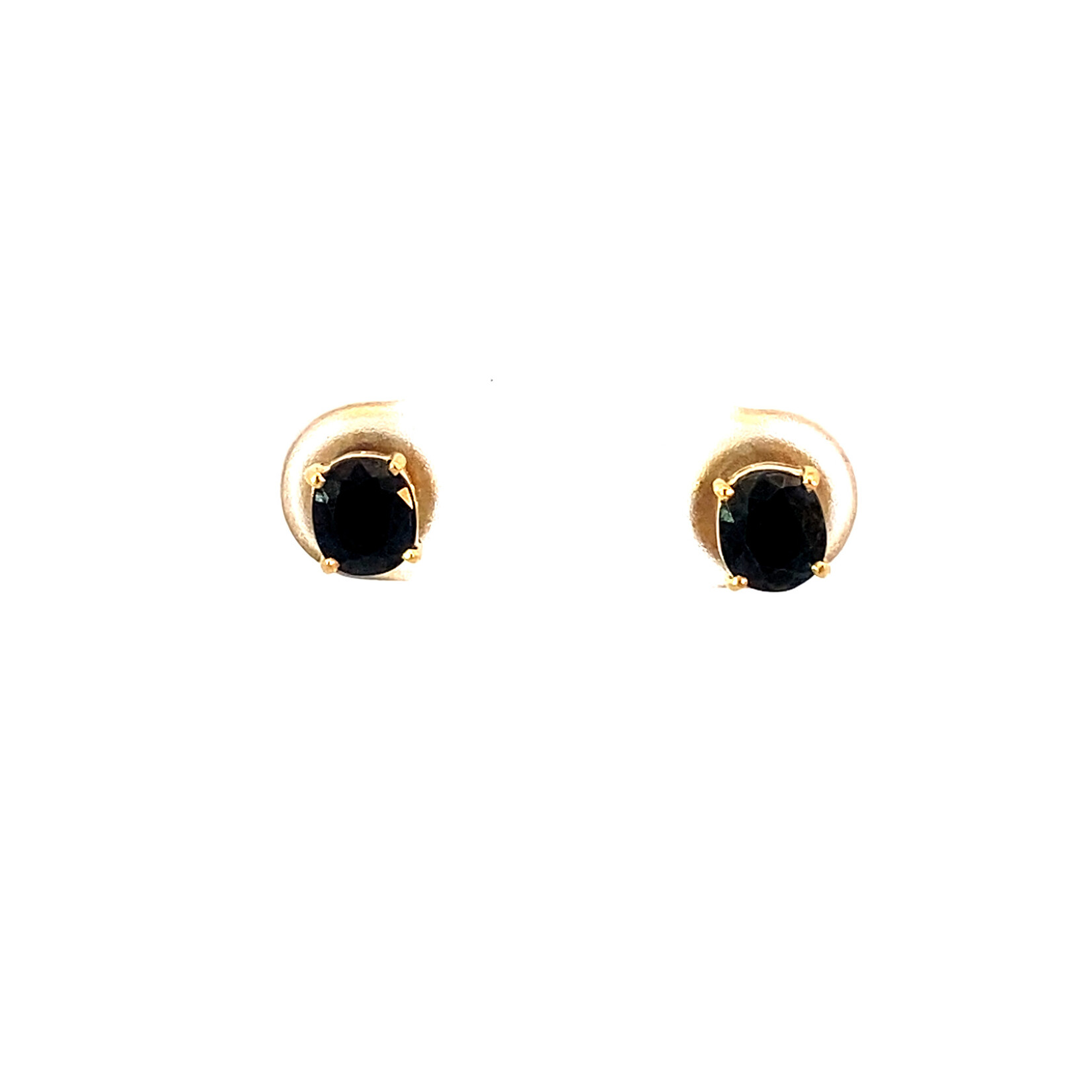 18K Yellow Gold Blue Zircon Studs with 14KY Backs