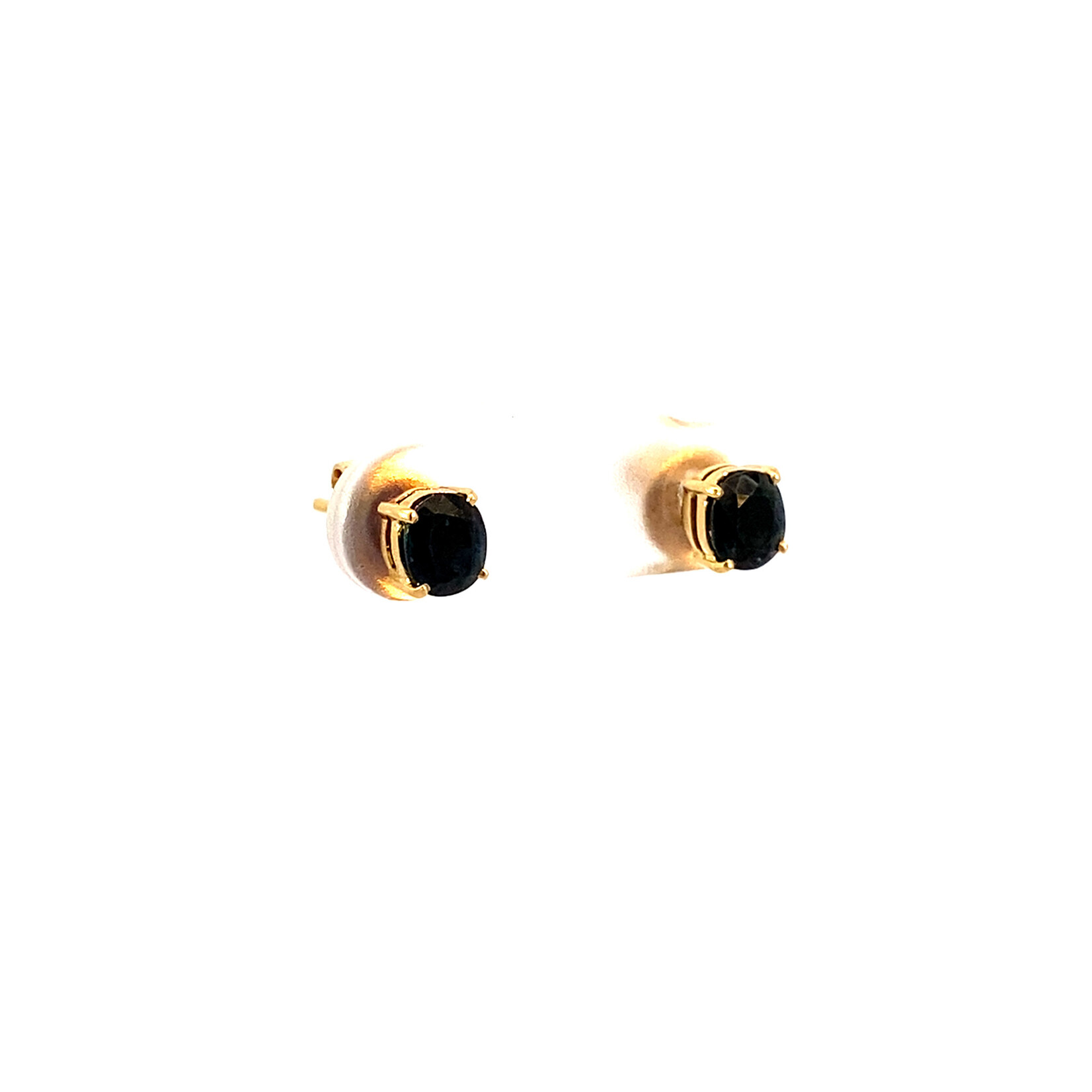18K Yellow Gold Blue Zircon Studs with 14KY Backs