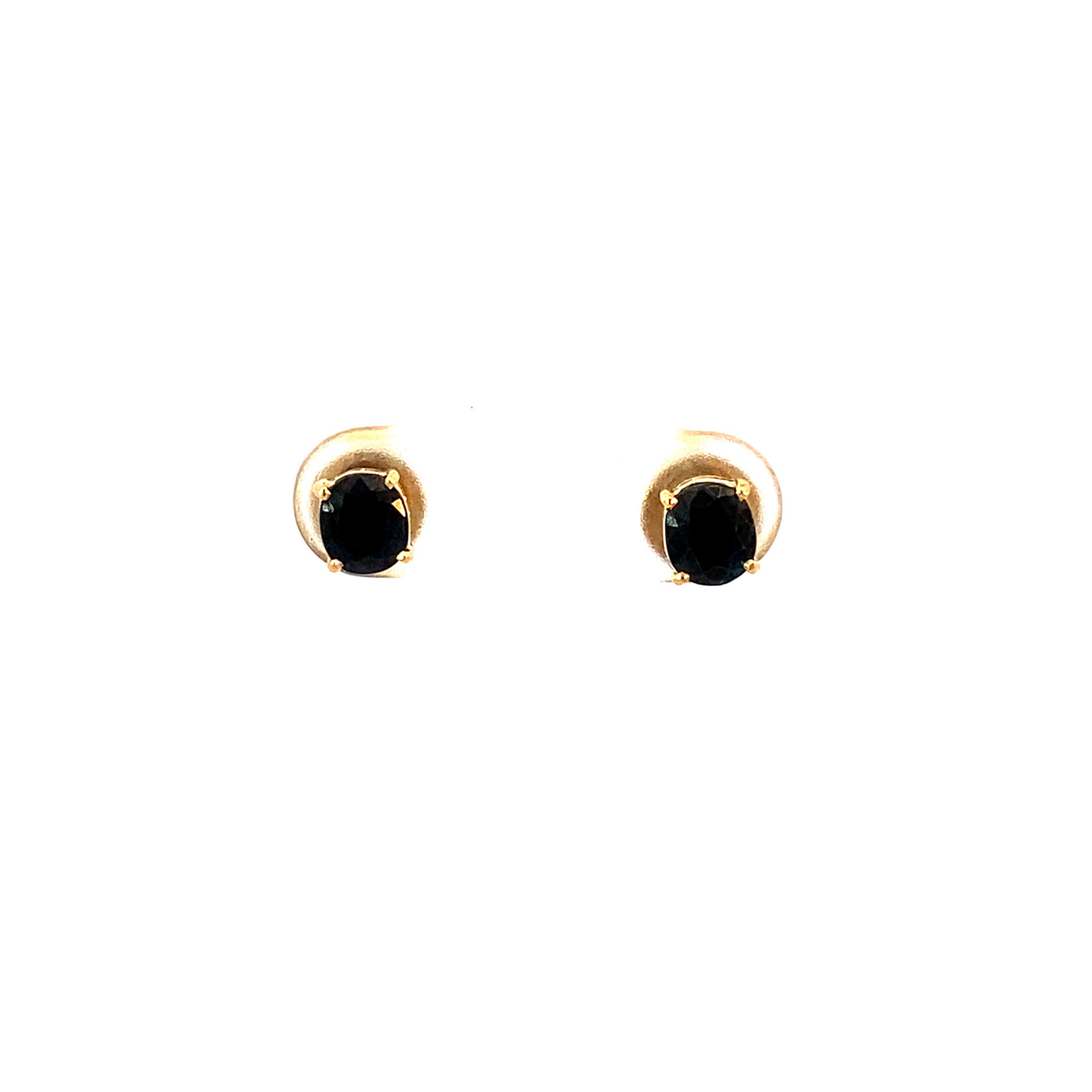 18K Yellow Gold Blue Zircon Studs with 14KY Backs