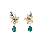 E6472 SS MOP Plumeria Opal Drop studs