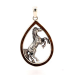 Sterling Silver Koa Tear dop Horse Pendant