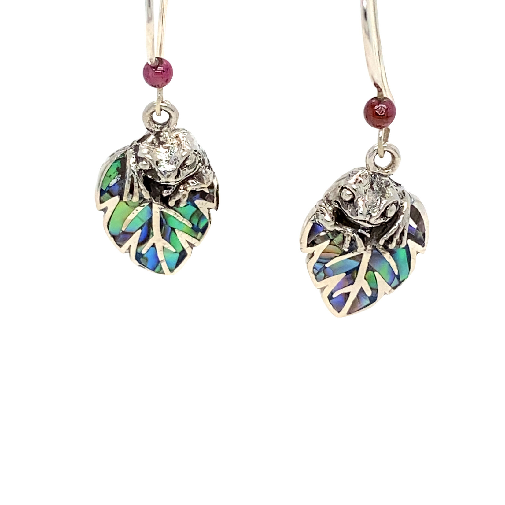 Sterling Silver Aumakua Frog Monstera with Garnet