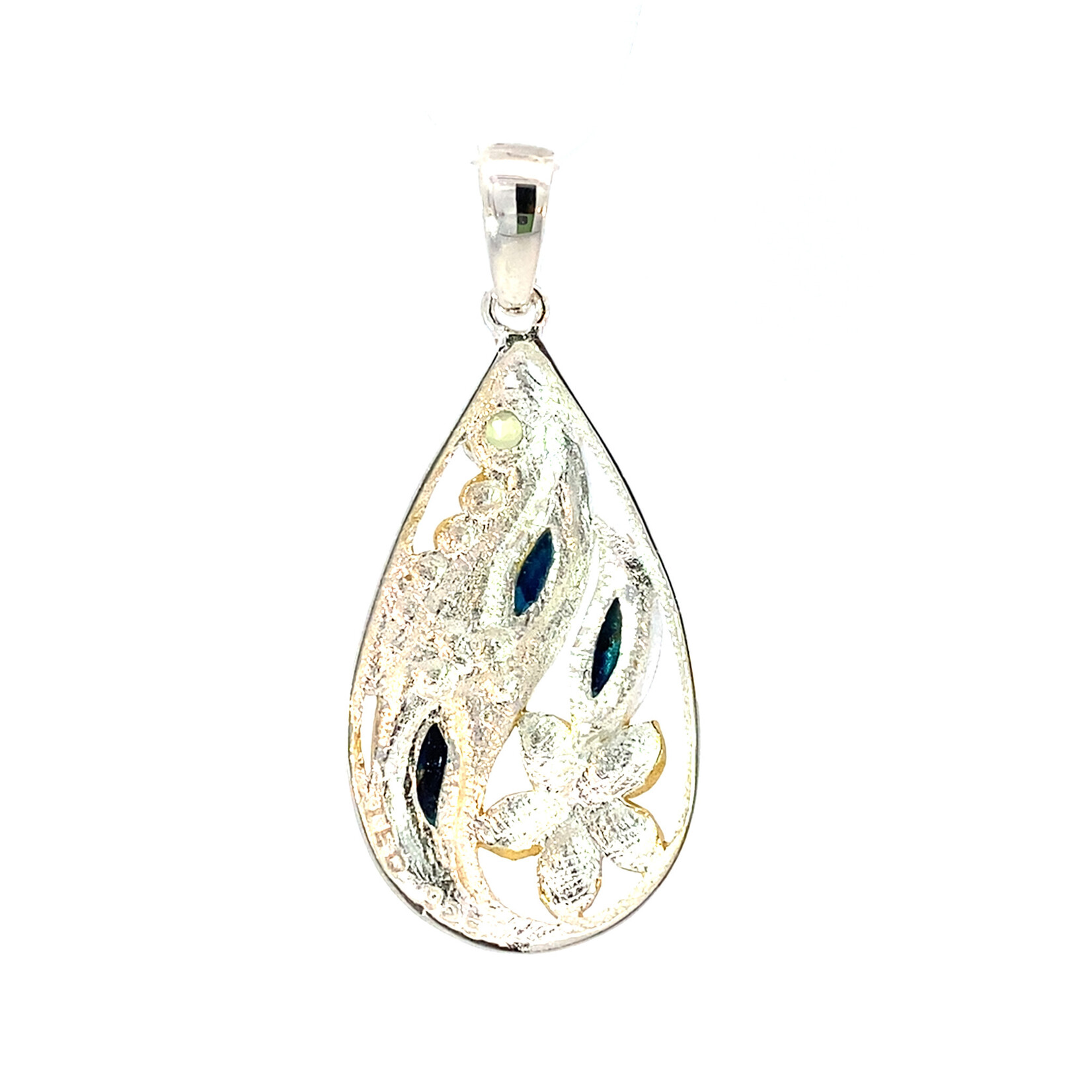 Sterling Silver Plumeria Teardrop Pendant (small)