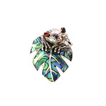 Sterling Silver Aumakua Frog Monstera Slider with Garnet