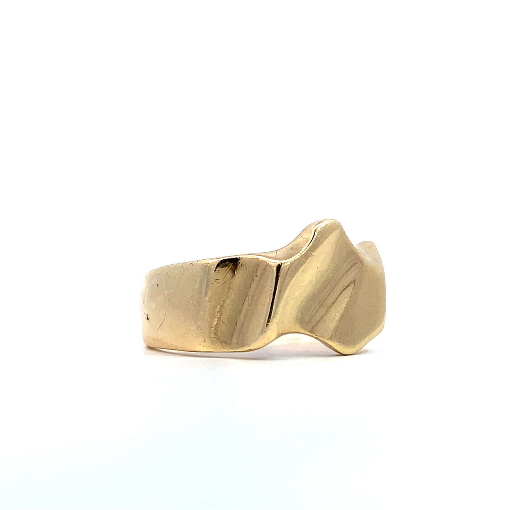 14K Yellow Gold Men's Freeform Ring sz10.25 9.75g