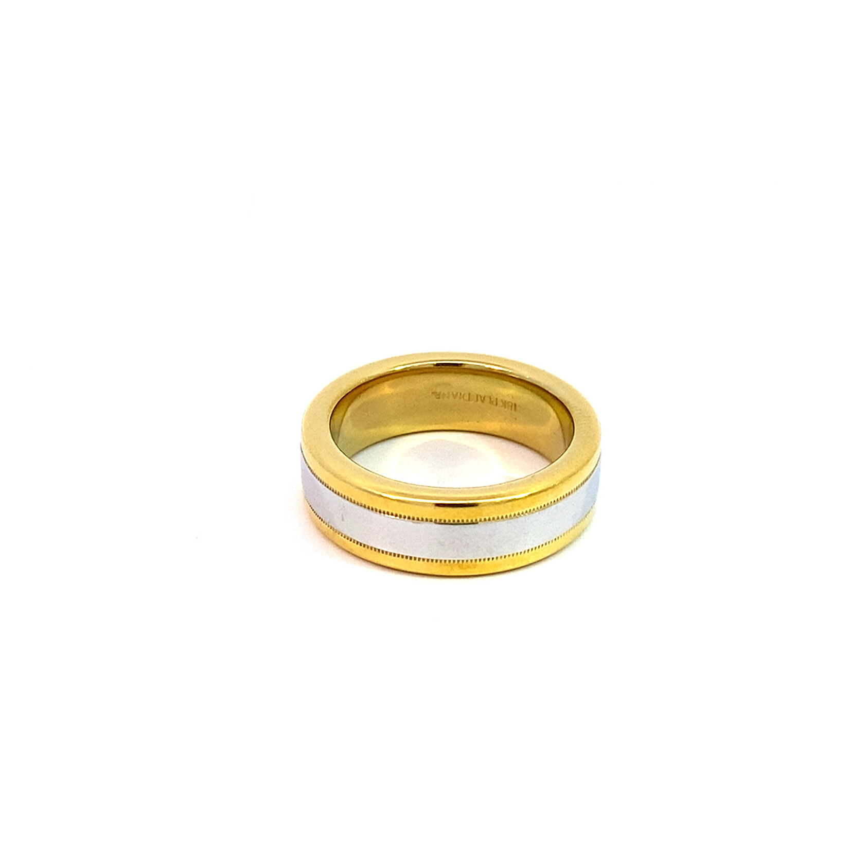 18K Yellow Gold & Platinum 7mm Men's Comfort Fit ring sz7.75 -16.28g