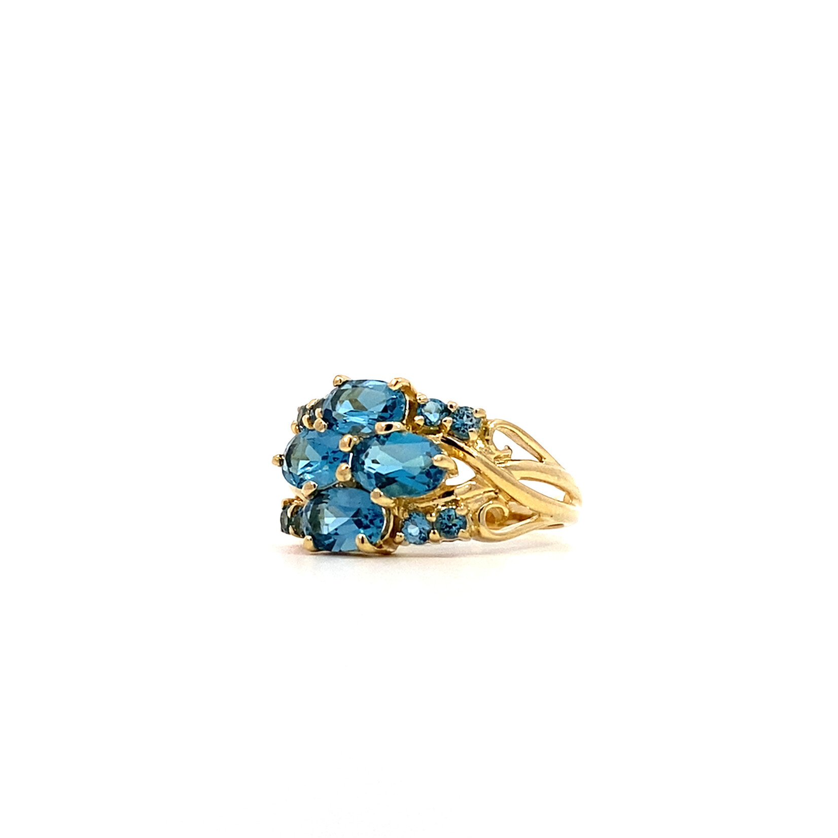 14K Yellow Gold Blue Topaz Ring 2.64ct sz6