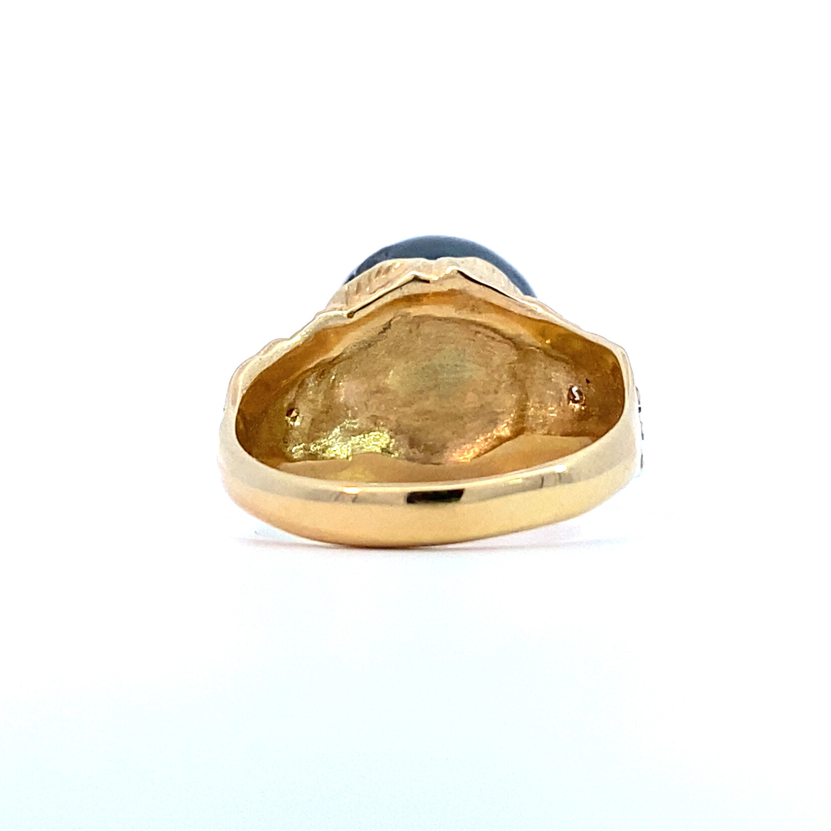 14K Yellow Gold 11mm Tahitian Diamond Ring sz6.25 D+/-.12ctw