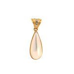 14K Yellow Gold Mother of Pearl Drop Pendant with Diamond bail