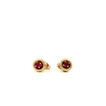 14K Yellow Gold Red Stone Studs