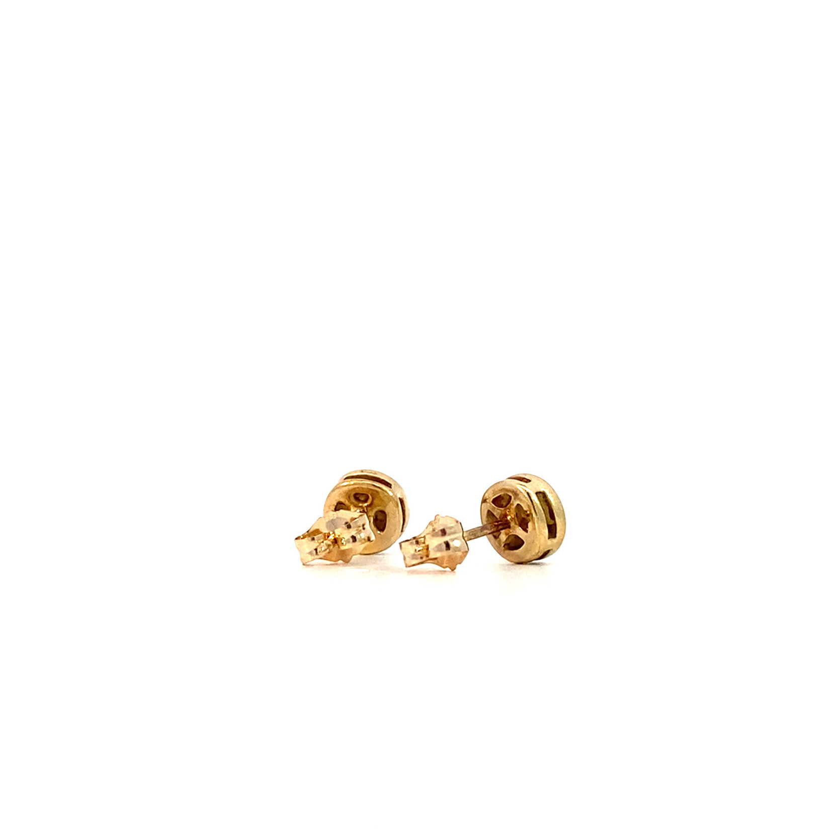 14K Yellow Gold Red Stone Studs