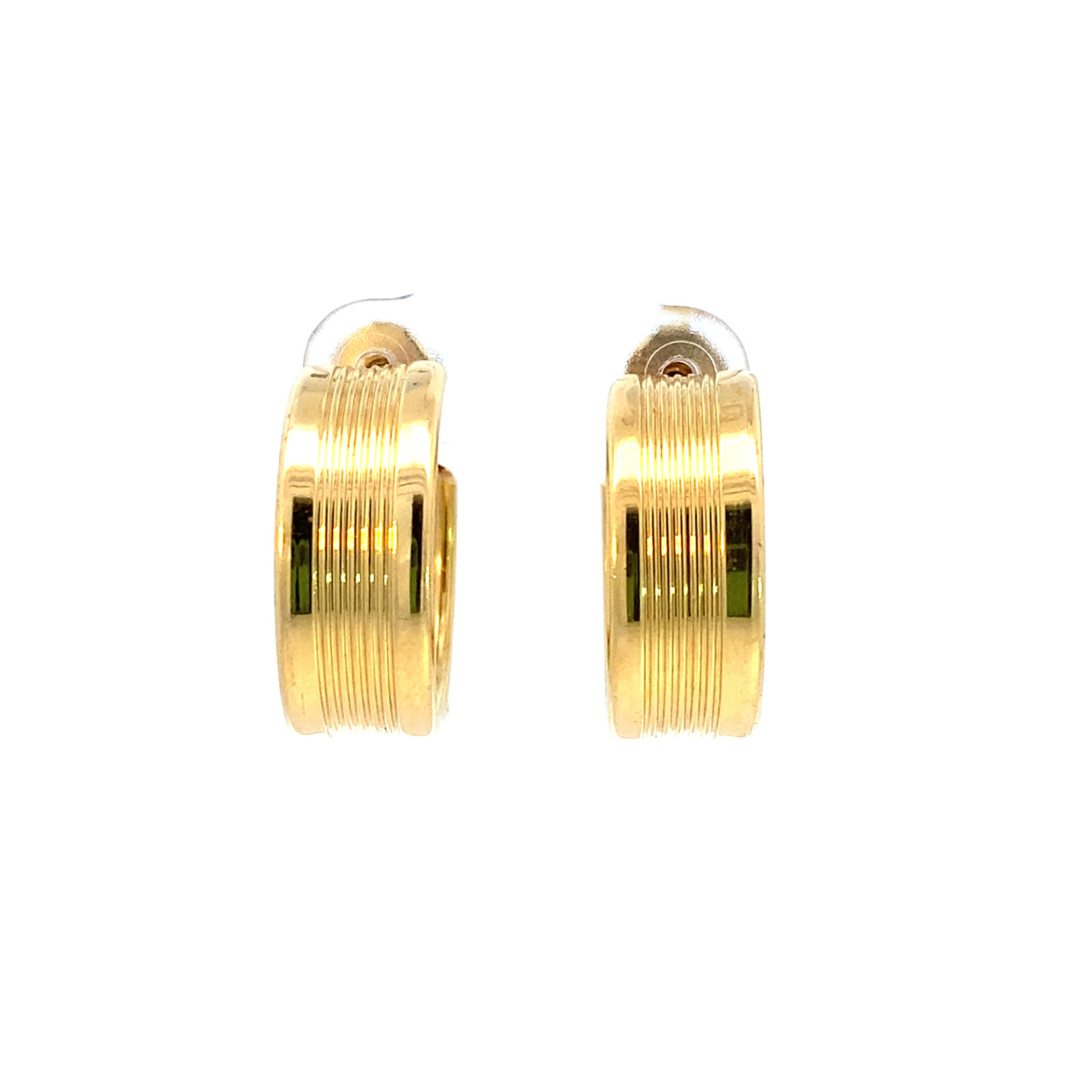 18K Yellow Gold 21mm Grooved Hoops