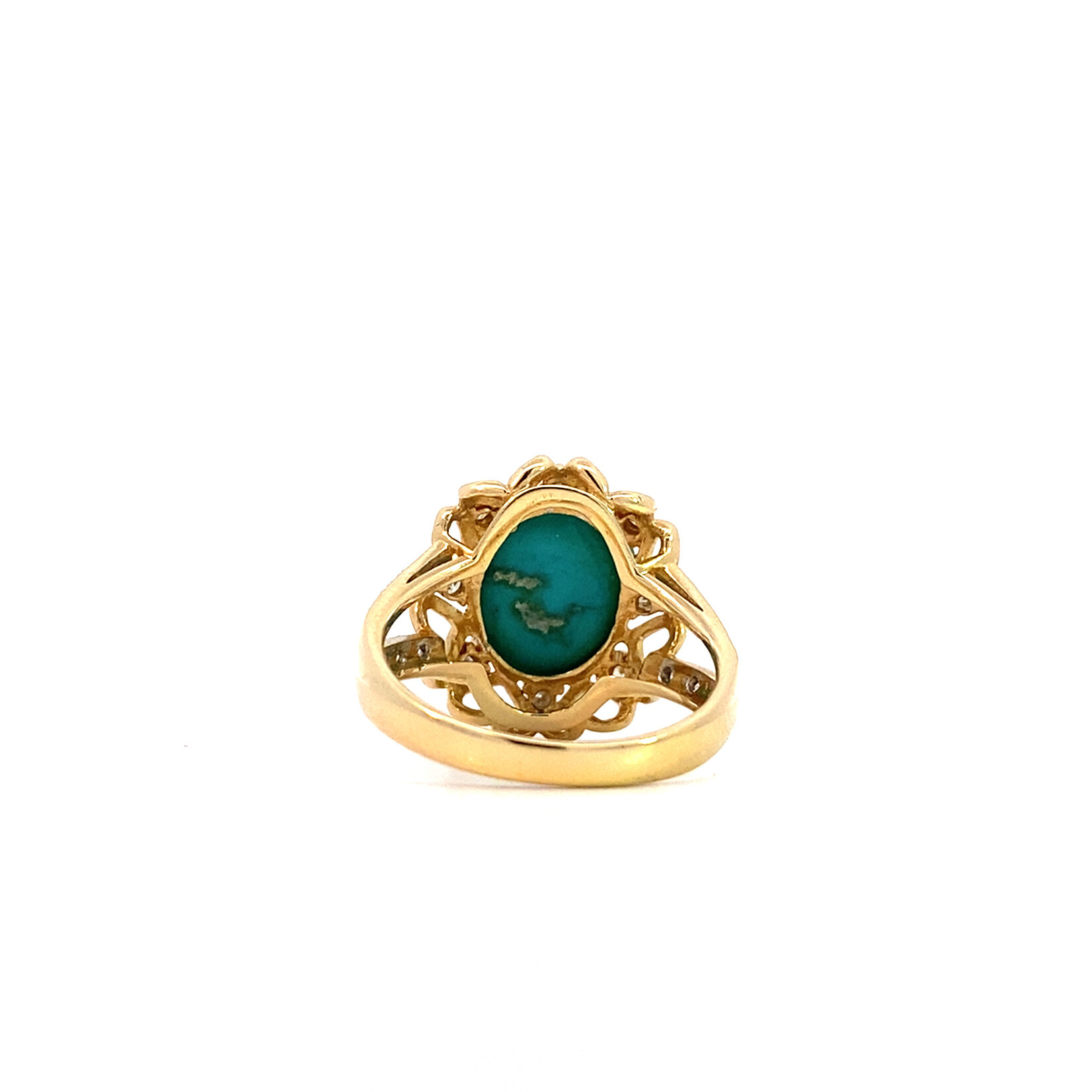 14K Yellow Gold Turquoise & Diamond ring sz6.75 D+/-.20tw LeVian Robbins Egg Blue