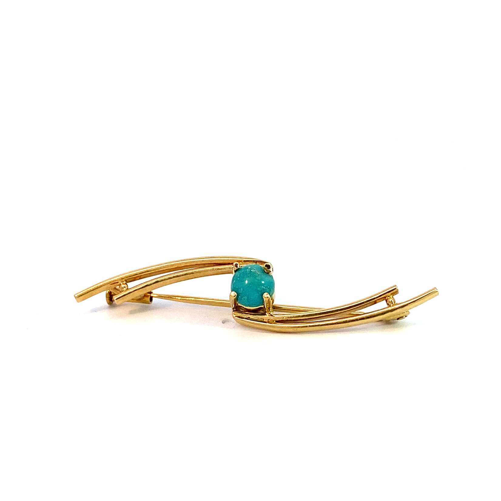 18K Yellow Gold Turquoise Bar Pin