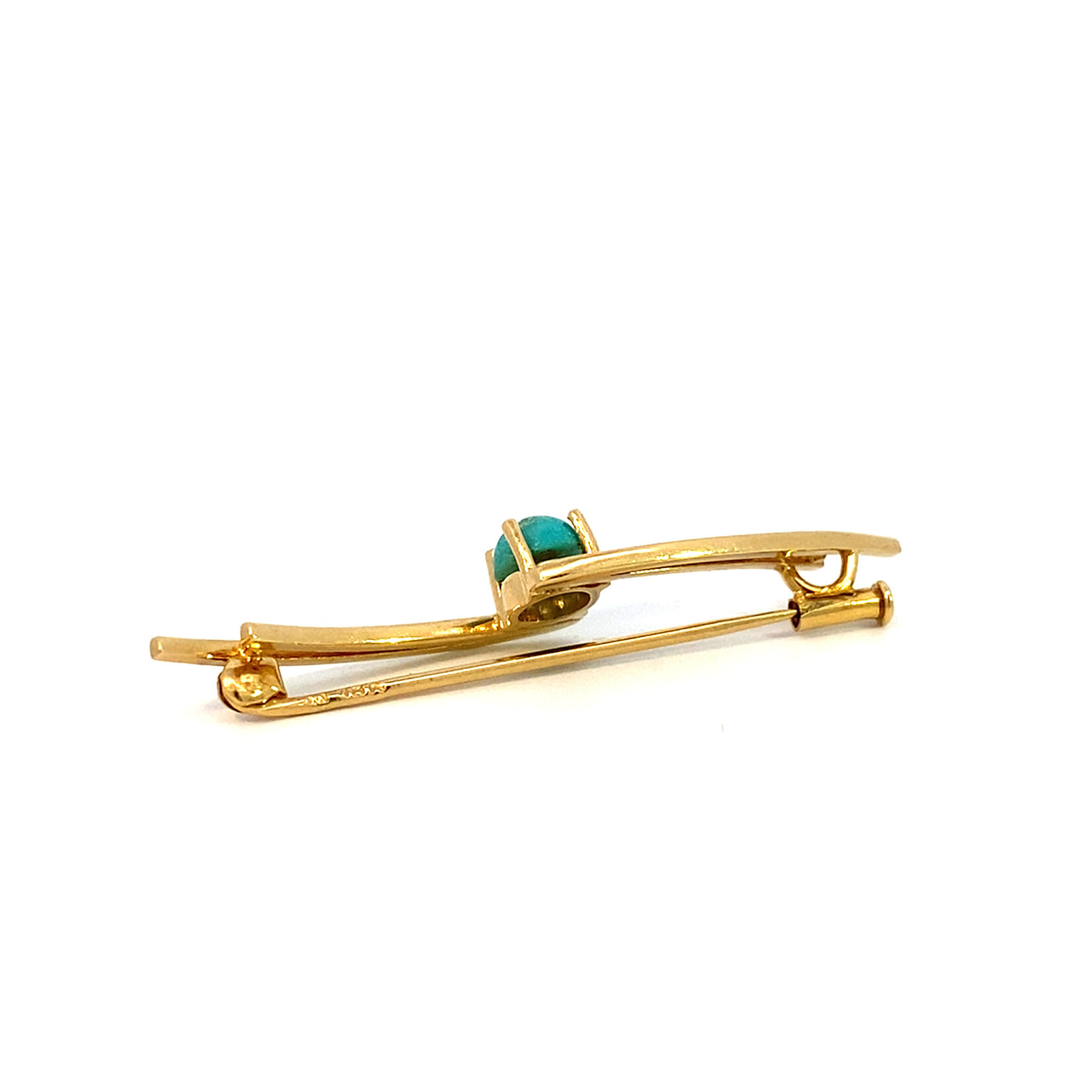 18K Yellow Gold Turquoise Bar Pin