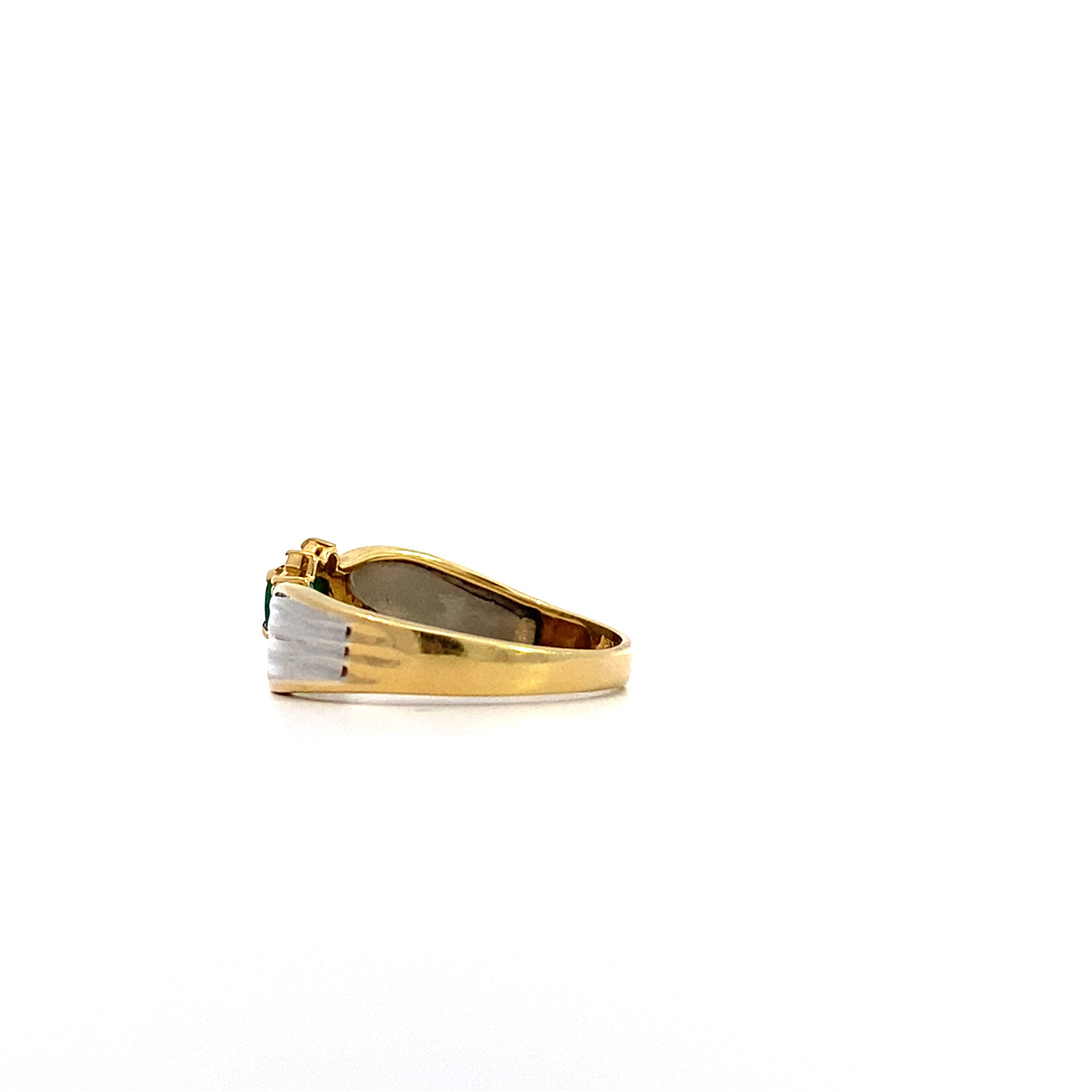 18K Two Tone Emerald & Diamond Ring sz6