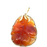 14K Yellow Gold Carved Floral Carnelian pendant