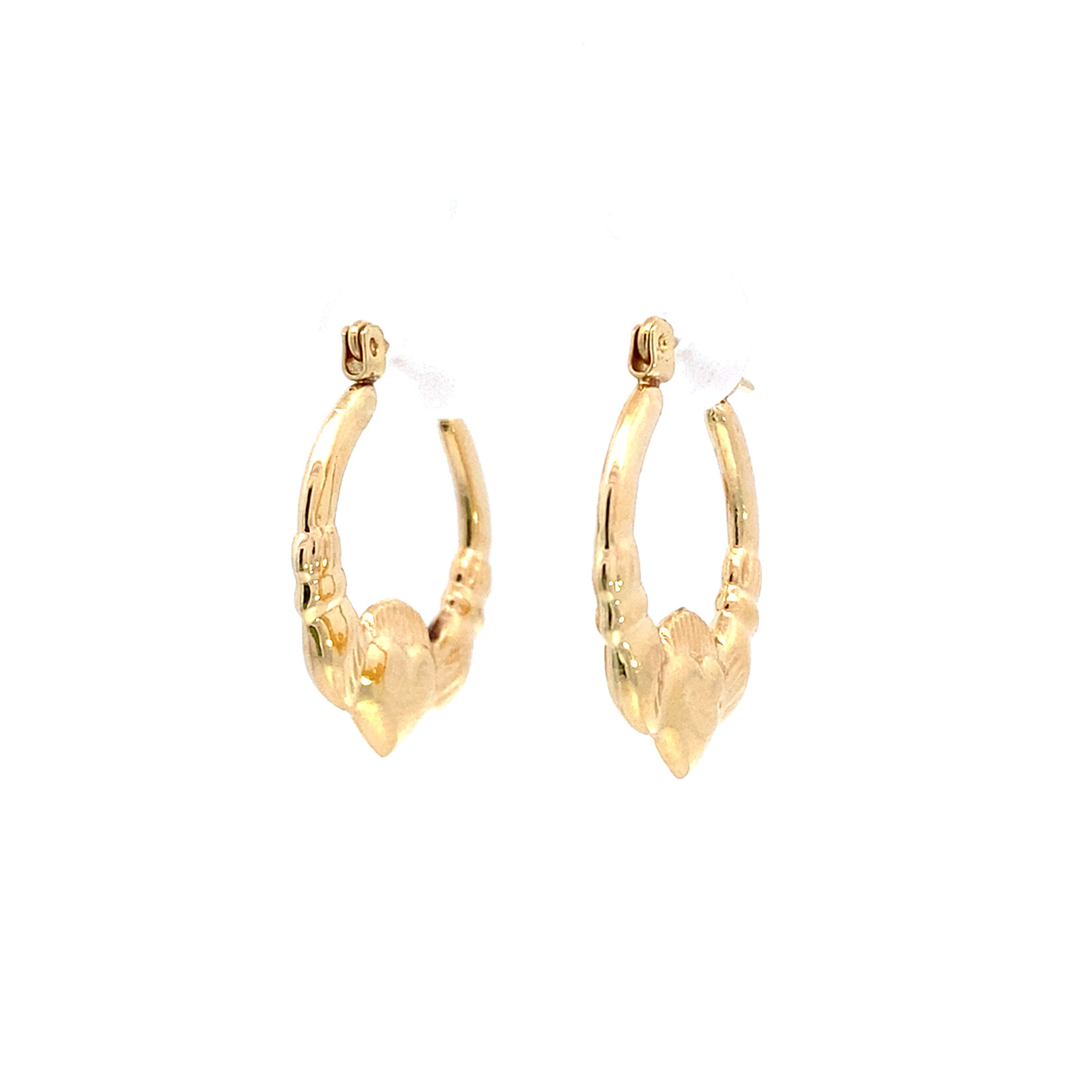 14K Yellow Gold Claddagh Hoops