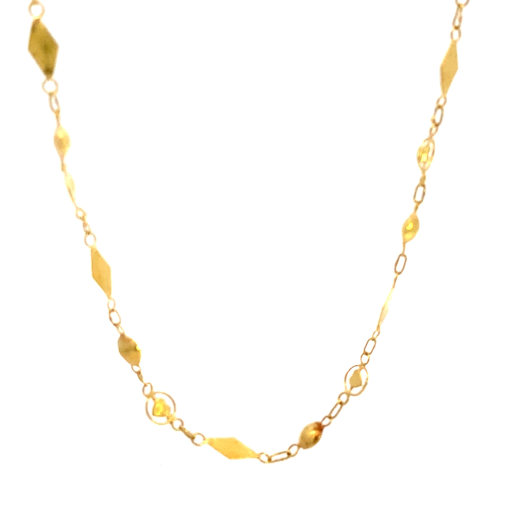 22K Yellow Gold 16" Bead Link Chain