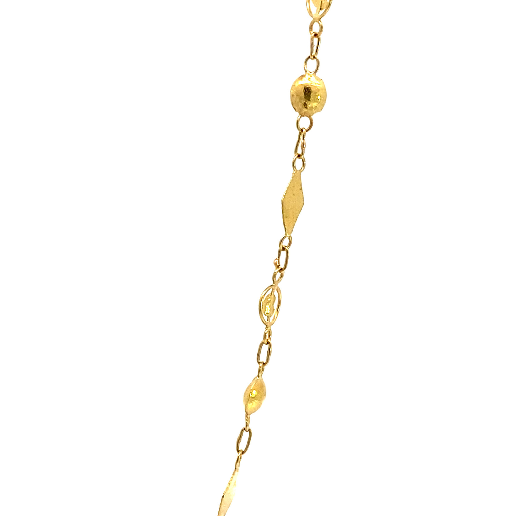 22K Yellow Gold 16" Bead Link Chain