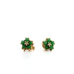 14K Yellow Gold Jade Flower Studs
