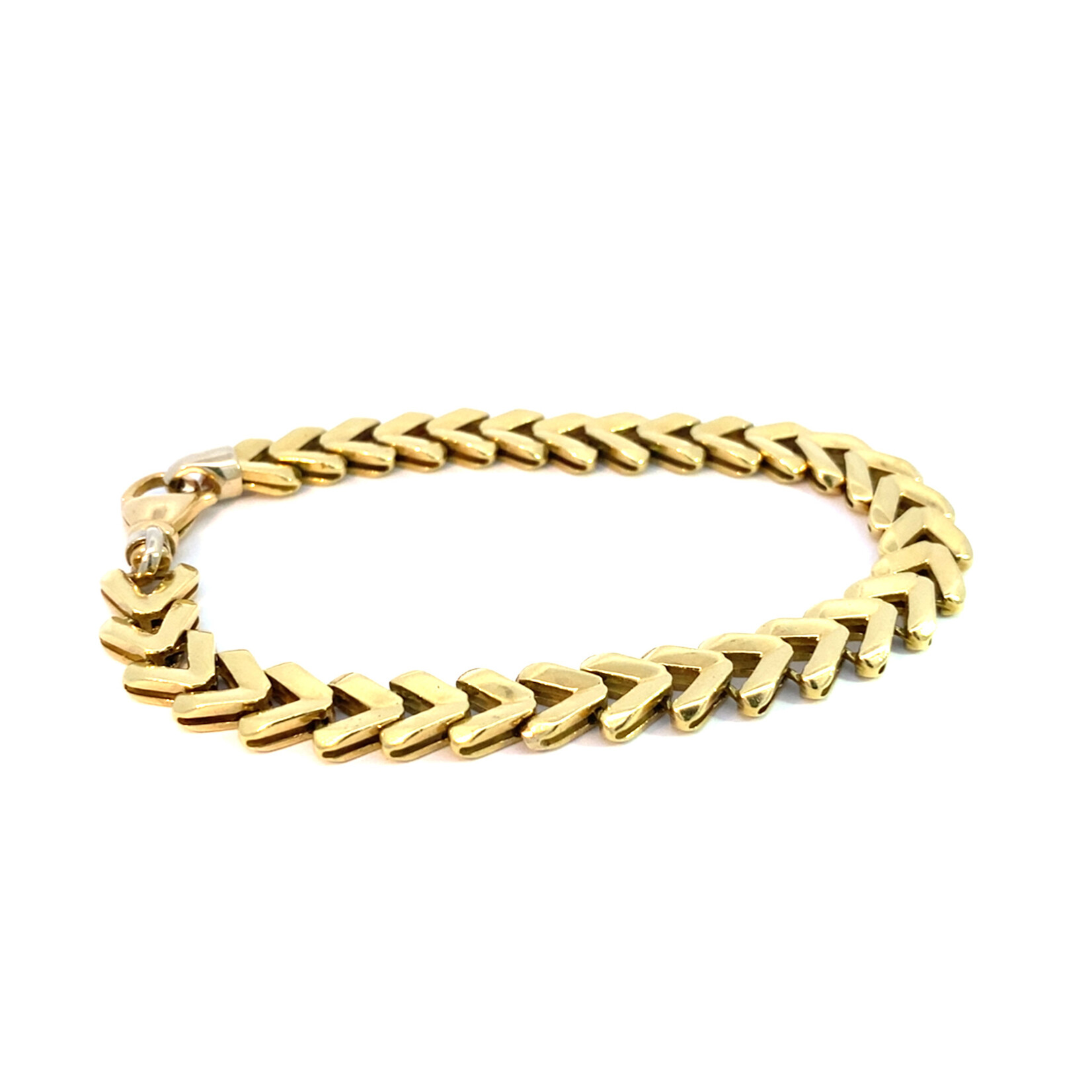 18K Yellow Gold Chevron Bracelet w/ 14KY Clasp